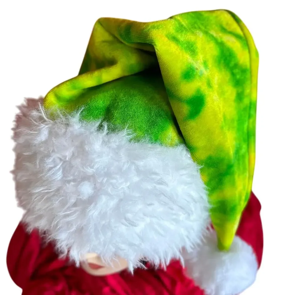 Santa Hat Handcrafted Tie-Dye Christmas Holiday Party Green Grinch Brand New